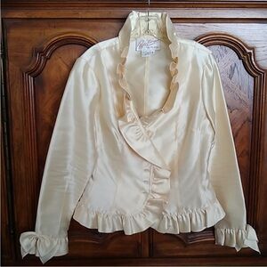 Rickie Freeman Teri Jon Nites Ivory Silk Jacket, 8